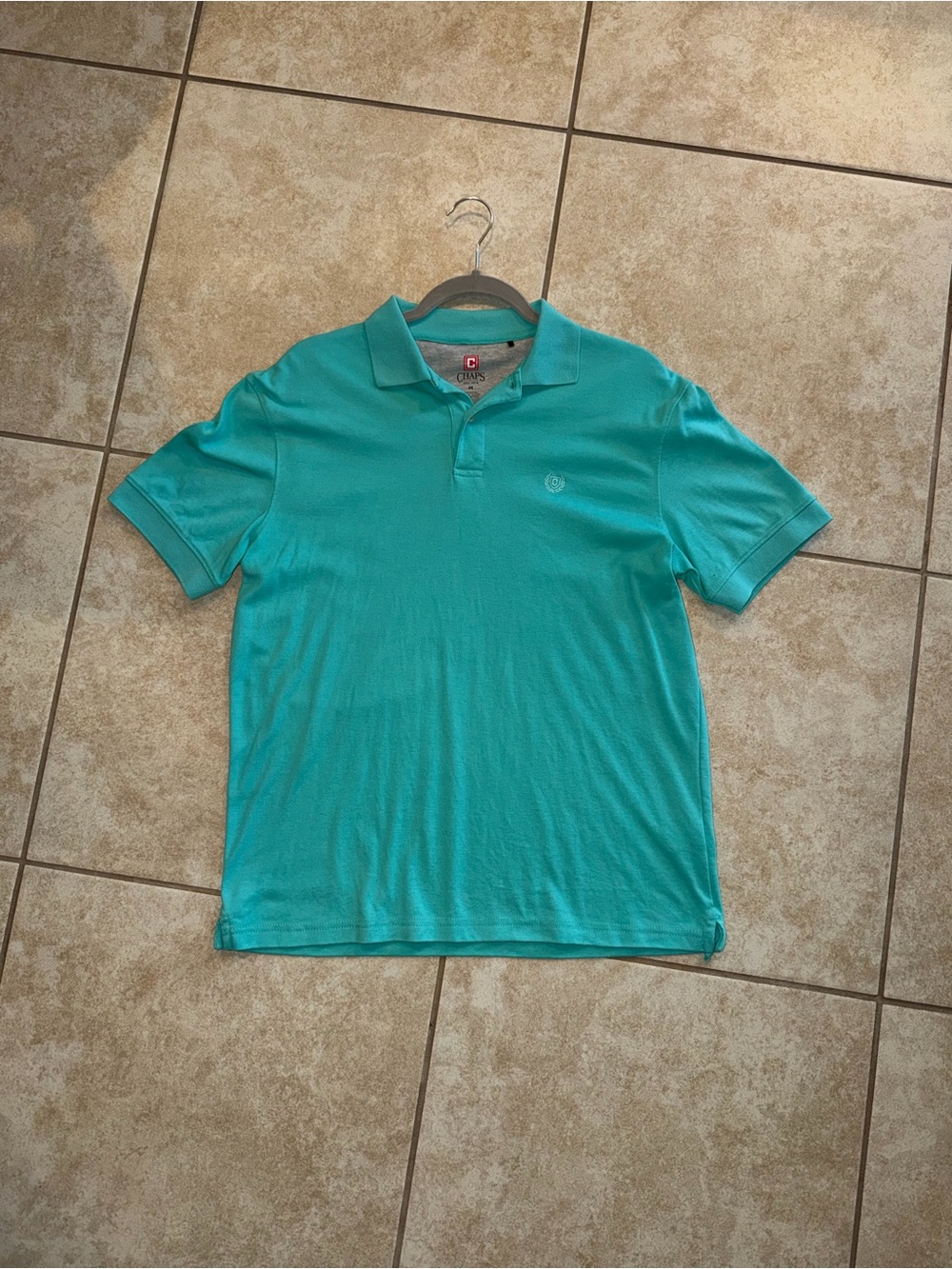Chaps Vintage Dress Teal Green Blue Short Sleeve Polo Shirt
